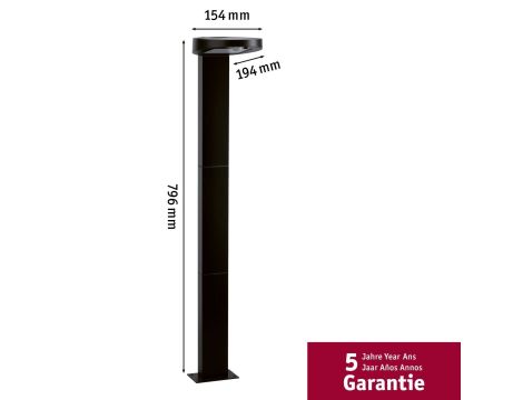 Oprawa ogrodowa solar RYSE LED 1,2W czujnik ruchu 30lm 3000K IP44 antracyt / tworzywo sztuczne - 7