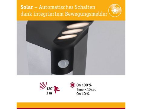 Oprawa ogrodowa SOLEY LED solar czujnik ruchu 3000K 100lm IP44 ruchu antracyt - 9