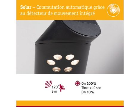Oprawa ogrodowa ILIAS LED solar PIR 3000K 57lm IP44 antracyt - 3