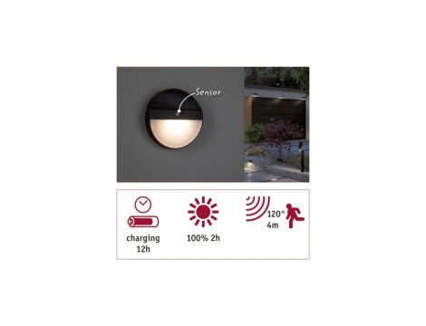 Oprawa elewacyjna ELIOSE LED solar 3000K 50lm z czujnikiem ruchu + zmierzchu IP44 antracyt - 5