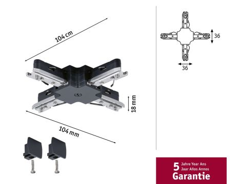 Łącznik szynowy X URail system 230V czarny mat / tworzywo sztuczne - 4