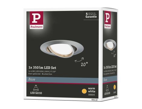 Oprawa wbudowana Base ruchoma 1x5W 230V GU10 51mm Żelazo Szczotkowane/Metal - 7