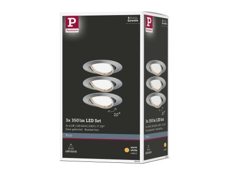 Oprawa do wbudowania Base LED GU10 3x5W 3x350lm 230V 51mm żelazo szczotkowane / metal - 7