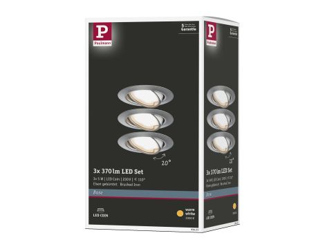 Oprawa do wbudowania Base ruchoma 3x5W 3x370lm 51mm 3000K IP20 230V żelazo szczotkowane/metal - 9