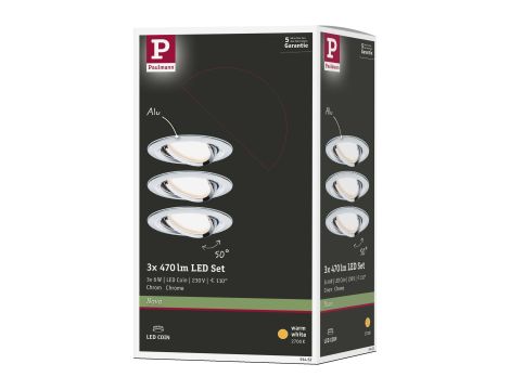 Oprawa do wbudowania NOVA COIN LED wychylna zestaw 3x6W 470lm 84mm 2700K IP23 230V chrom - 10