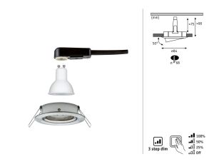 Oprawa do wbudowania NOVA LED DIM wychylna GU10 6.5W 460lm 84mm 2700K IP23 230V szczotkowane żelazo - image 2