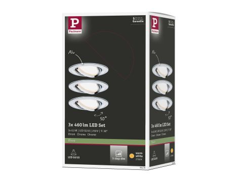 Oprawa do wbudowania NOVA LED DIM wychylna 3xGU10 6.5W 460lm 84mm 2700K IP23 230V chrom - 9