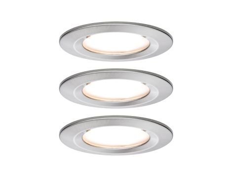 Oprawa do wbudowania NOVA COIN LED DIM stała zestaw 3x6W 470lm 78mm 2700K IP44 230V szczotkowane żelazo