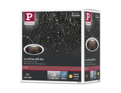 Oprawa do wbudowania COLE COIN LED 3-STEP DIM 1x6W 470lm 2700K IP44 230V biały / czarny - 10