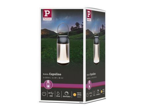 Lampa akumulatorowa stołowa Cupulino 6W 100lm 3000K IP44 USB ściemnialna antracyt / tworzywo sztuczne - 10