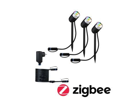 Zestaw opraw Plug & Shine PIKE 3x4,5W RGBW SH Zigbee IP67 24V antracyt / tworzywo sztuczne