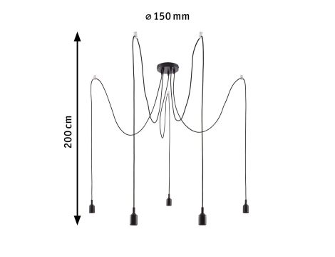 Lampa wisząca KETIL Neordic E27 max 5x60W IP20 230V czarny / metal / tworzywo sztuczne - 6