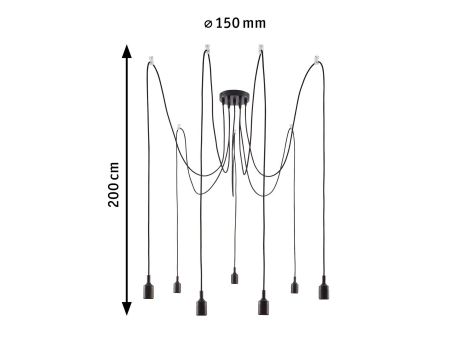 Lampa wisząca KETIL Neordic E27 max. 7x60W IP20 230V czarny / metal / tworzywo sztuczne - 6