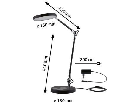 Lampka biurkowa NUMIS QI LED 11W 2700K-6500K 1000lm DIM + ładowanie indukcyjne 230V czarny / aluminium - 6