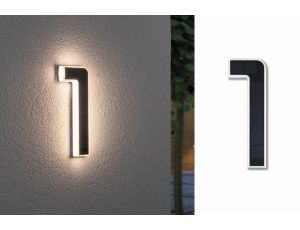 Oprawa elewacyjna SOLAR LED numer domu 1 3000K IP44 wymienny akumulator / czarny / tworzywo sztuczne
