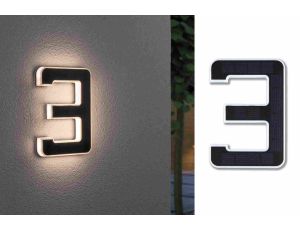 Oprawa elewacyjna SOLAR LED numer domu 3 3000K IP44 wymienny akumulator / czarny / tworzywo sztuczne