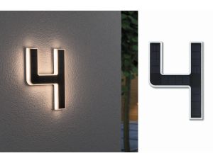 Oprawa elewacyjna SOLAR LED numer domu 4 3000K IP44 wymienny akumulator / czarny / tworzywo sztuczne