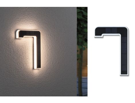 Oprawa elewacyjna SOLAR LED numer domu 7 3000K IP44 wymienny akumulator / czarny / tworzywo sztuczne