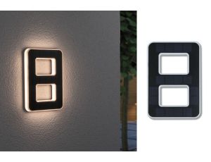 Oprawa elewacyjna SOLAR LED numer domu 8 3000K IP44 wymienny akumulator / czarny / tworzywo sztuczne