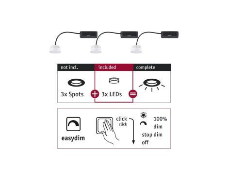 Źródło światła NOVA COIN LED DIM zestaw 3x6.5W 3x630lm 50mm 2700K 230V biały - 5