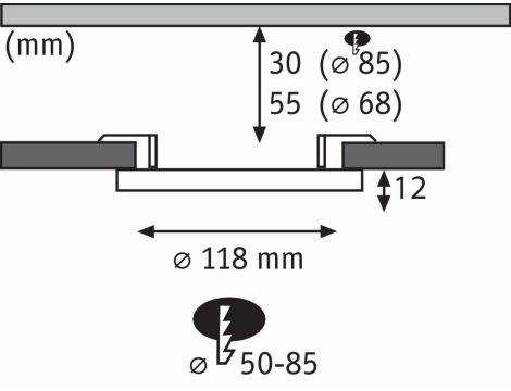 Plafoniera VariFit AREO LED 6.5W 500lm 4000K okrągla 118mm IP44 230V chrom matowy / tworzywo sztuczne - 7