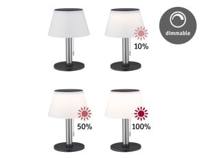 Lampka stołowa solarna LILLESOL LED  3-STEP DIM 45lm 3000K IP44 stal nierdzewna / metal - image 2