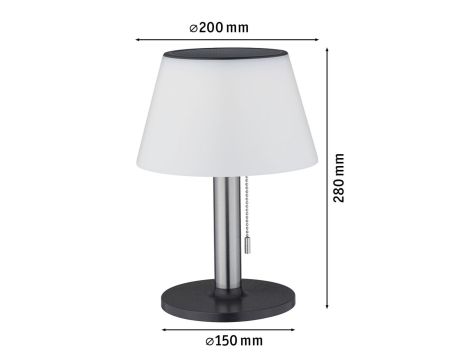 Lampka stołowa solarna LILLESOL LED  3-STEP DIM 45lm 3000K IP44 stal nierdzewna / metal - 8