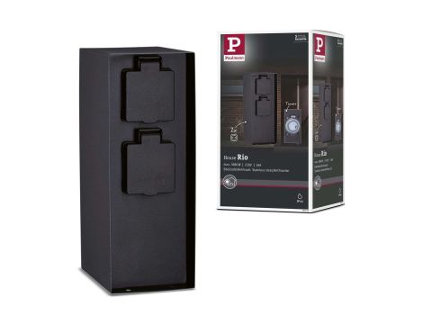 Zewnętrzna kolumna zasilająca RIO 2GN. 230V + programator czasowy IP44 stal szlachetna / antracyt - 6
