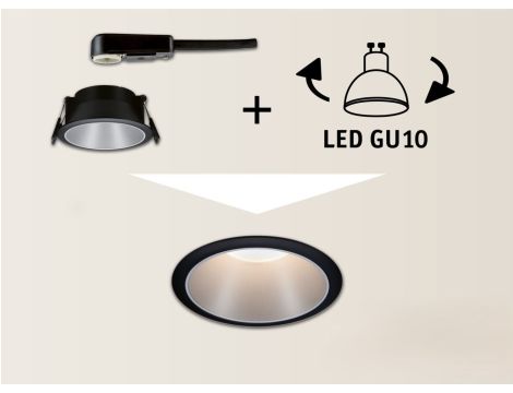 Oprawa do wbudowania COLE GU10. max. 10W 88mm 230V czarny matowy/ srebrny matowy - 6
