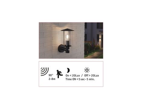 Oprawa elewacyjna CLASSIC z czujnikiem ruchu i zmierzchu IP44 max.15W E27 230V ciemnoszara / metal / szkło - 3