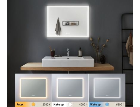 Lustro łazienkowe MIRRA LED 22W DIM 1600lm 2700/4000/6500K 800x600mm IP44 230V chrom/ biały / metal / akryl - 6