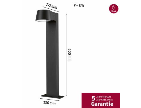 Oprawa ogrodowa CAPEA LED 6W 500lm 3000K 500mm IP44 230V antracyt aluminium - 5