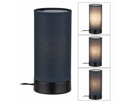 Lampka stołowa PIA max.1x25W E14 z wyłącznikiem 230V czarny matowy / metal / tkanina - 3