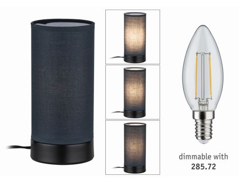 Lampka stołowa PIA max.1x25W E14 z wyłącznikiem 230V czarny matowy / metal / tkanina - 5
