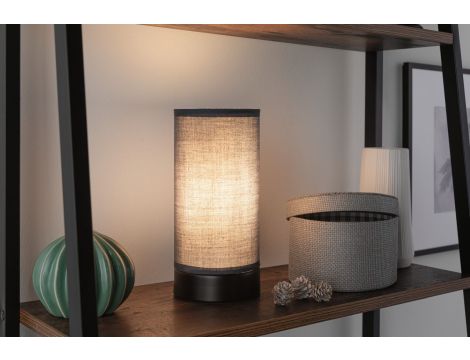 Lampka stołowa PIA max.1x25W E14 z wyłącznikiem 230V czarny matowy / metal / tkanina - 6