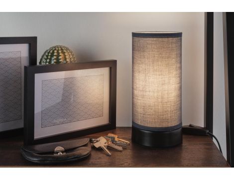 Lampka stołowa PIA max.1x25W E14 z wyłącznikiem 230V czarny matowy / metal / tkanina - 7