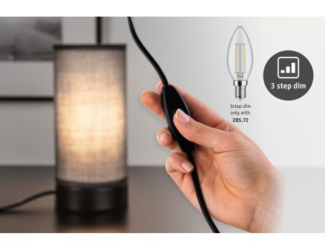 Lampka stołowa PIA max.1x25W E14 z wyłącznikiem 230V czarny matowy / metal / tkanina - 8