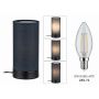 Lampka stołowa PIA max.1x25W E14 z wyłącznikiem 230V czarny matowy / metal / tkanina - 6