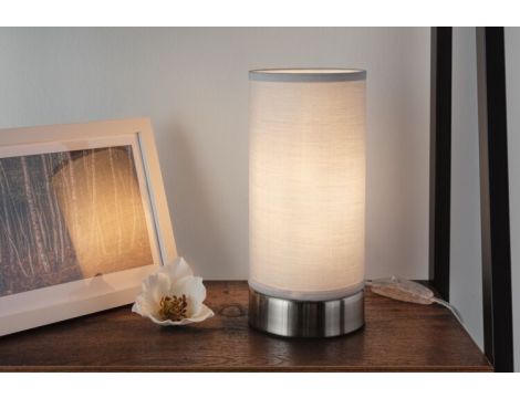 Lampka stołowa PIA max.1x25W E14 z wyłącznikiem 230V biały / metal / tkanina - 6