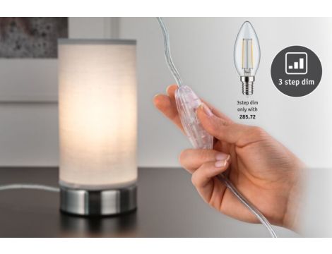 Lampka stołowa PIA max.1x25W E14 z wyłącznikiem 230V biały / metal / tkanina - 7