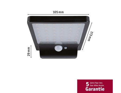 Oprawa elewacyjna SOLVEIG LED solar 3000K 338lm czujnik ruchu+ zmierzchu IP44 czarny - 6