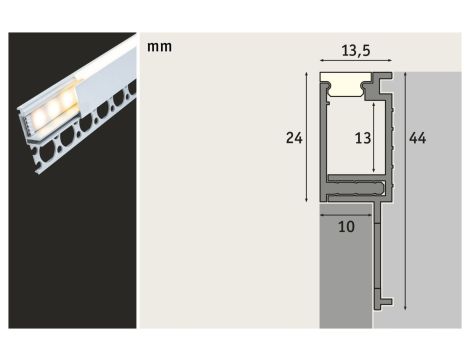 LumiTiles Border profil do wbudow 2m w zest dyfuzor Aluminium/Satynowy - 6