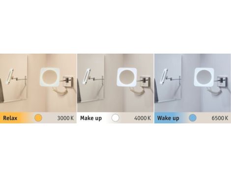 Lusterko kosmetyczne JORA LED 3.3W 2700/4000/6500K + wyłącznik IP44 230V chrom / biały - 5