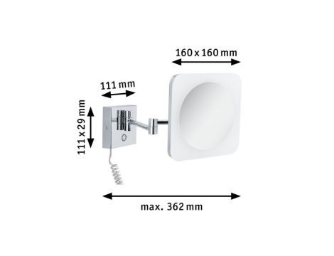 Lusterko kosmetyczne JORA LED 3.3W 2700/4000/6500K + wyłącznik IP44 230V chrom / biały - 11