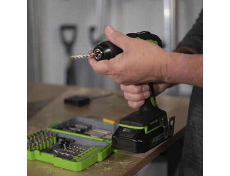24V wiertarko-wkrętarka GD24DD60K2 Greenworks zestaw ładowarka + aku 2Ah + walizka - 4