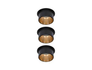 Oprawa do wbudowania GIL COIN LED 3-STEP DIM zestaw 3x6W 470lm 2700K IP44 230V czarny matowy/ złoty - image 2
