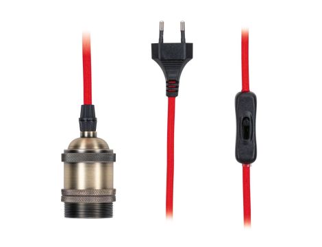 Lampa wisząca z wyłącznikiem ELDAR Neordic E27 max.20W 230V czerwony / oksydowany metal - 3