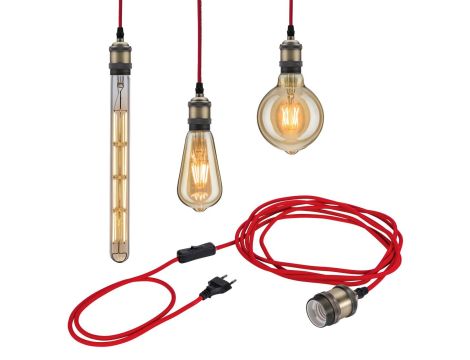 Lampa wisząca z wyłącznikiem ELDAR Neordic E27 max.20W 230V czerwony / oksydowany metal