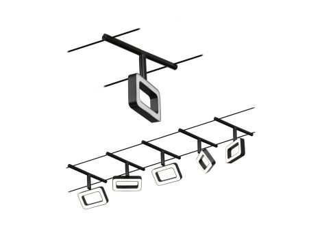 System linkowy DC Frame 5x4,8W Cz mat /Chrom 230V/12V DC 60VA twszt 3000K