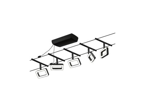 System linkowy DC Frame 5x4,8W Cz mat /Chrom 230V/12V DC 60VA twszt 3000K - 2